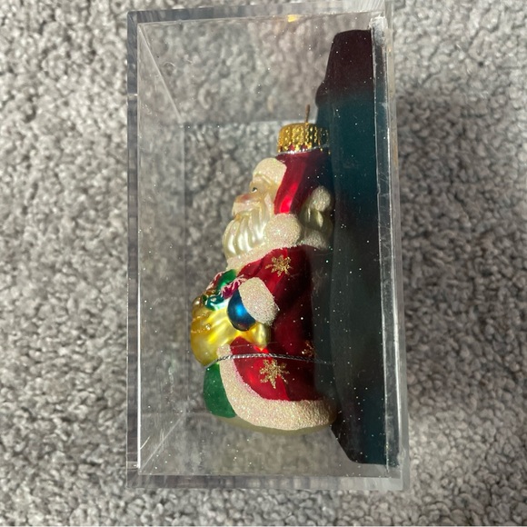 Santa Claus with Toy Bag Christmas Tree Ornament Hand Blown Glass New in Box - Picture 3 of 8